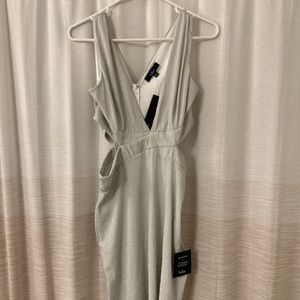 Lulu’s Sparkly Silver Cut-Out Body-con Mini Dress - NEW - Large